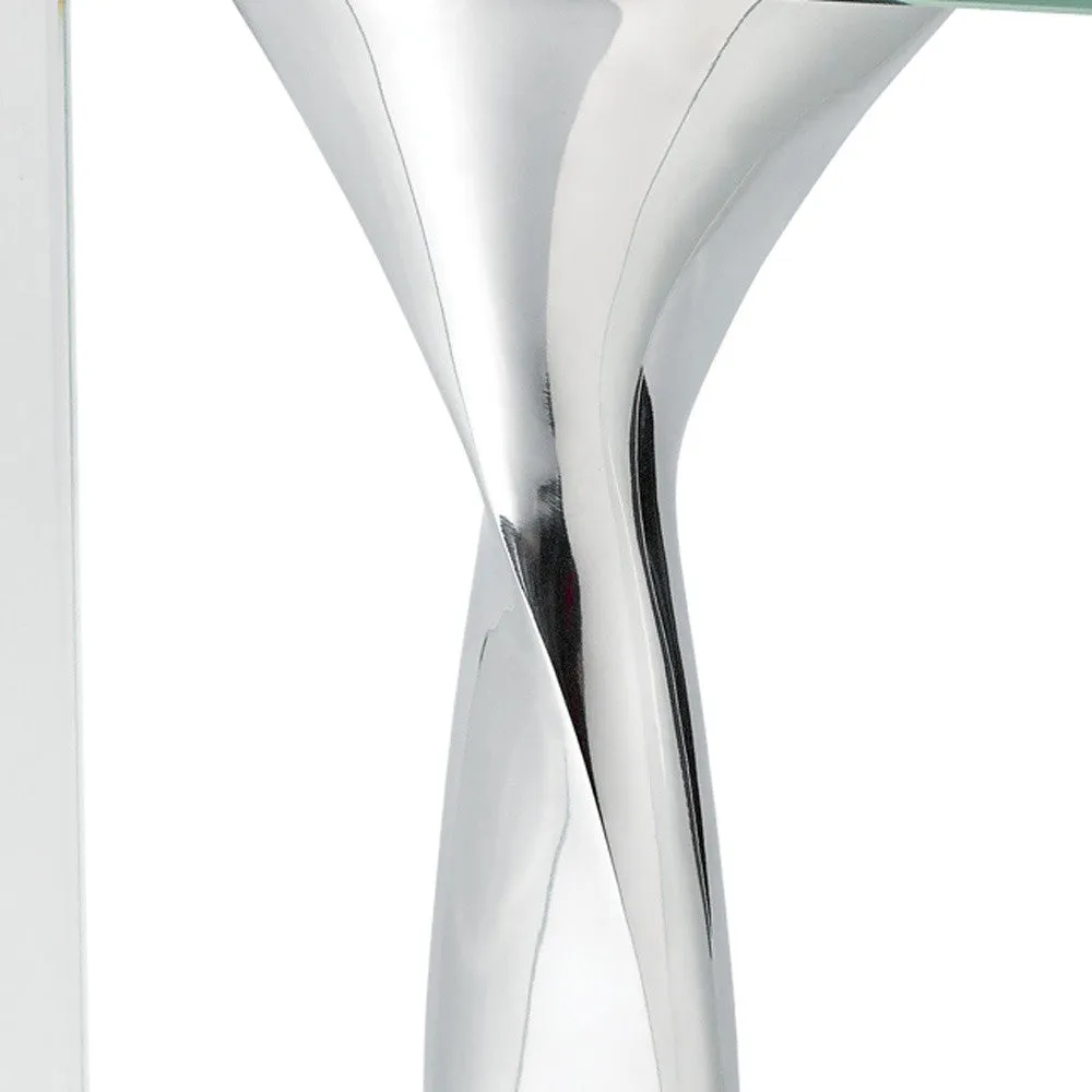 14 Mouth Blown Crystal Non Tarnish Aluminum and Glass Vase By Homeroots