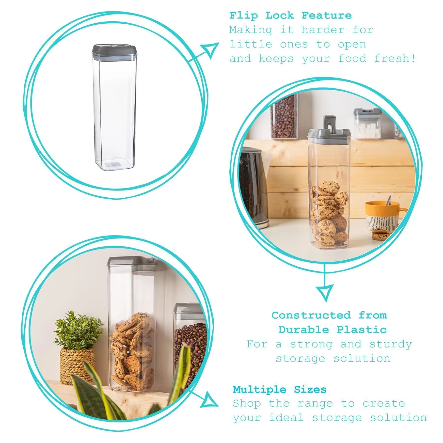 1.9L Flip Lock Air Tight Plastic Food Storage Container - By Argon Tableware