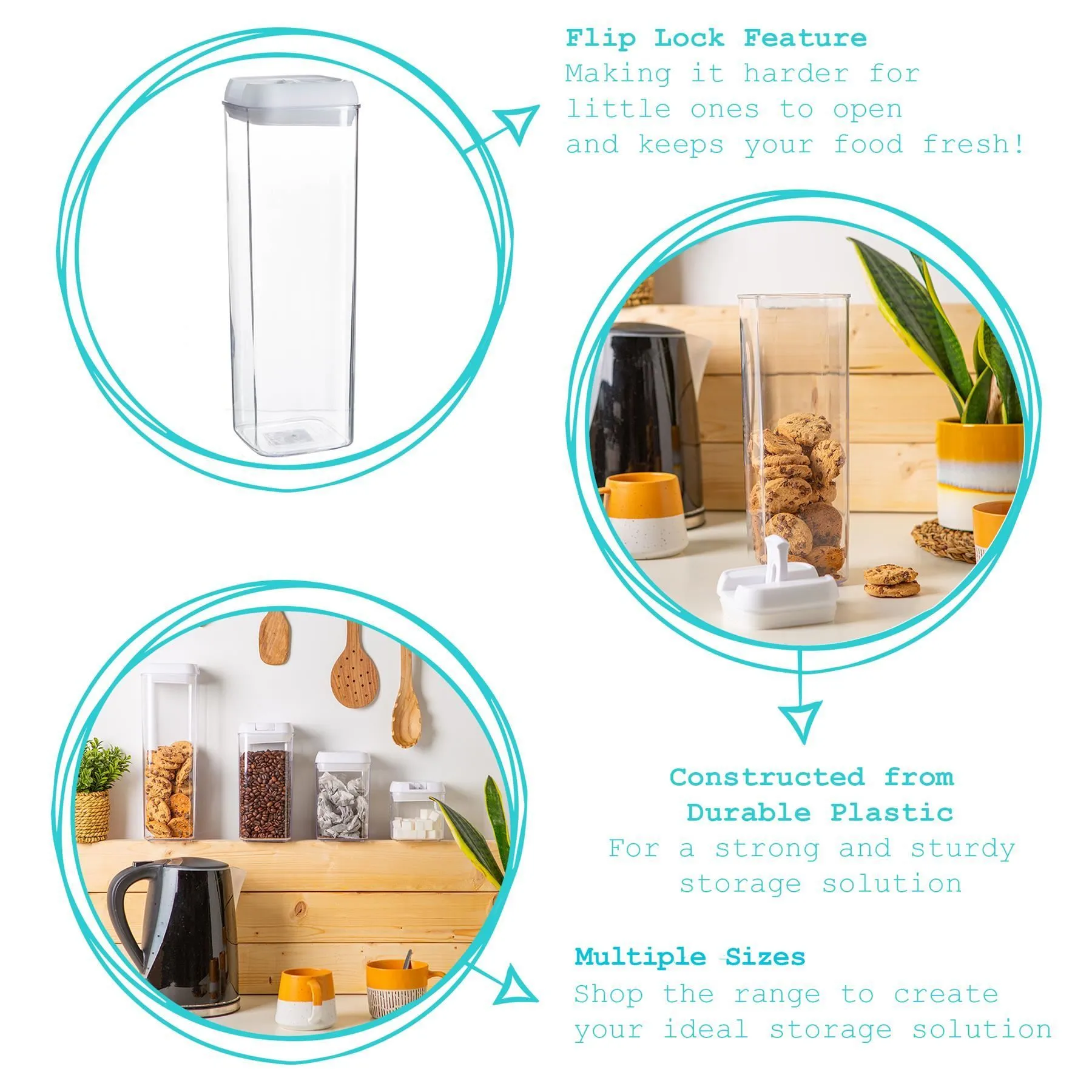 1.9L Flip Lock Air Tight Plastic Food Storage Container - By Argon Tableware