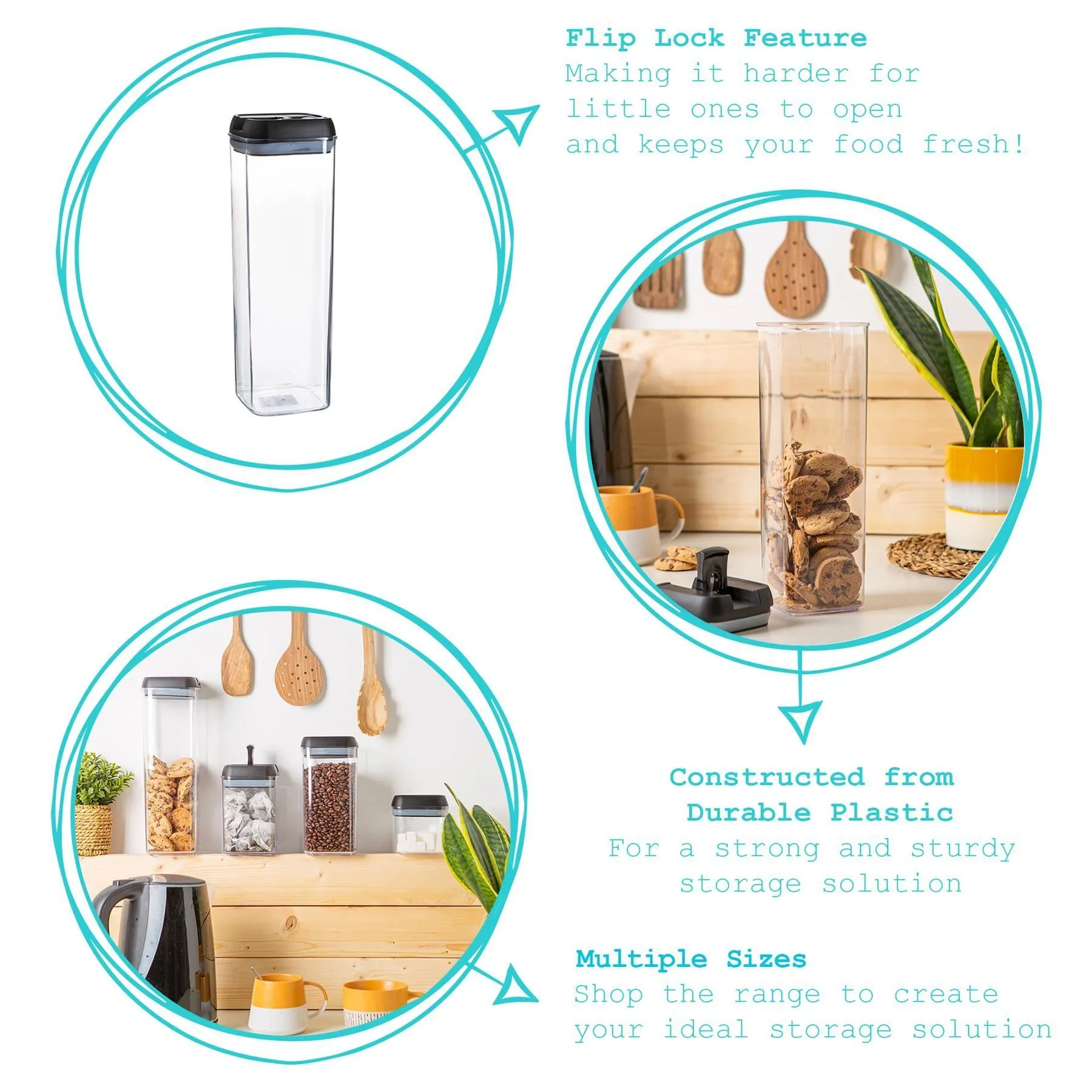 1.9L Flip Lock Air Tight Plastic Food Storage Container - By Argon Tableware