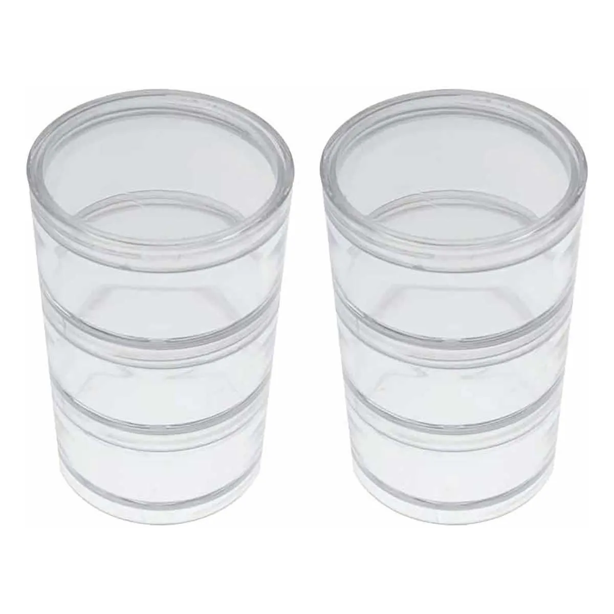 50.8mm - 2 inch Stackable Plastic Containers -  6 Screw On Lids - 6pc