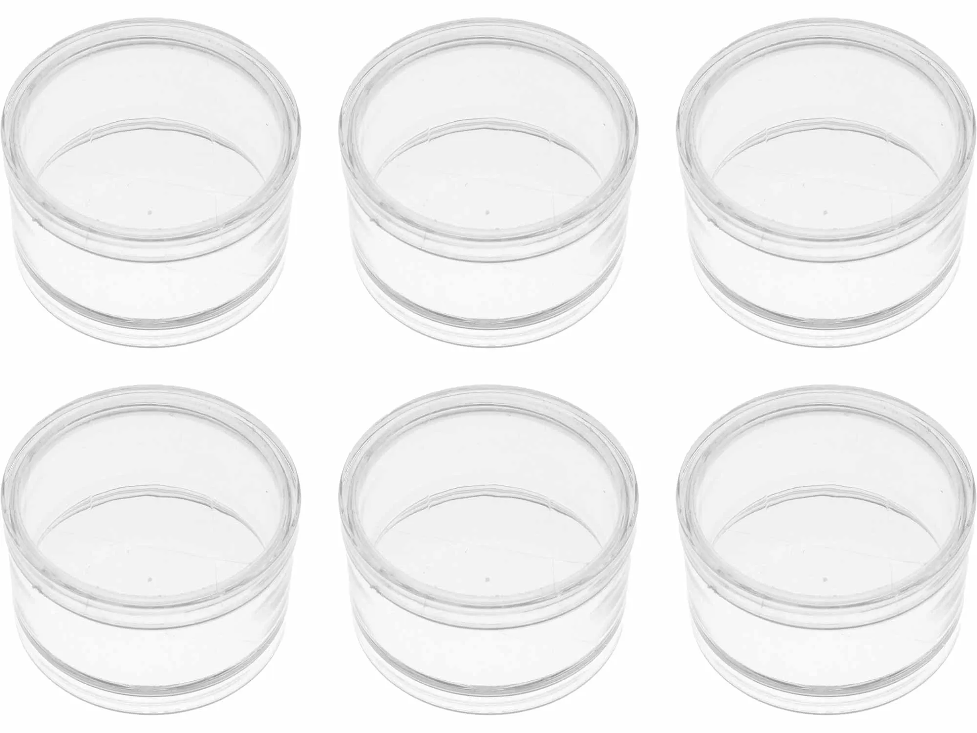 50.8mm - 2 inch Stackable Plastic Containers -  6 Screw On Lids - 6pc