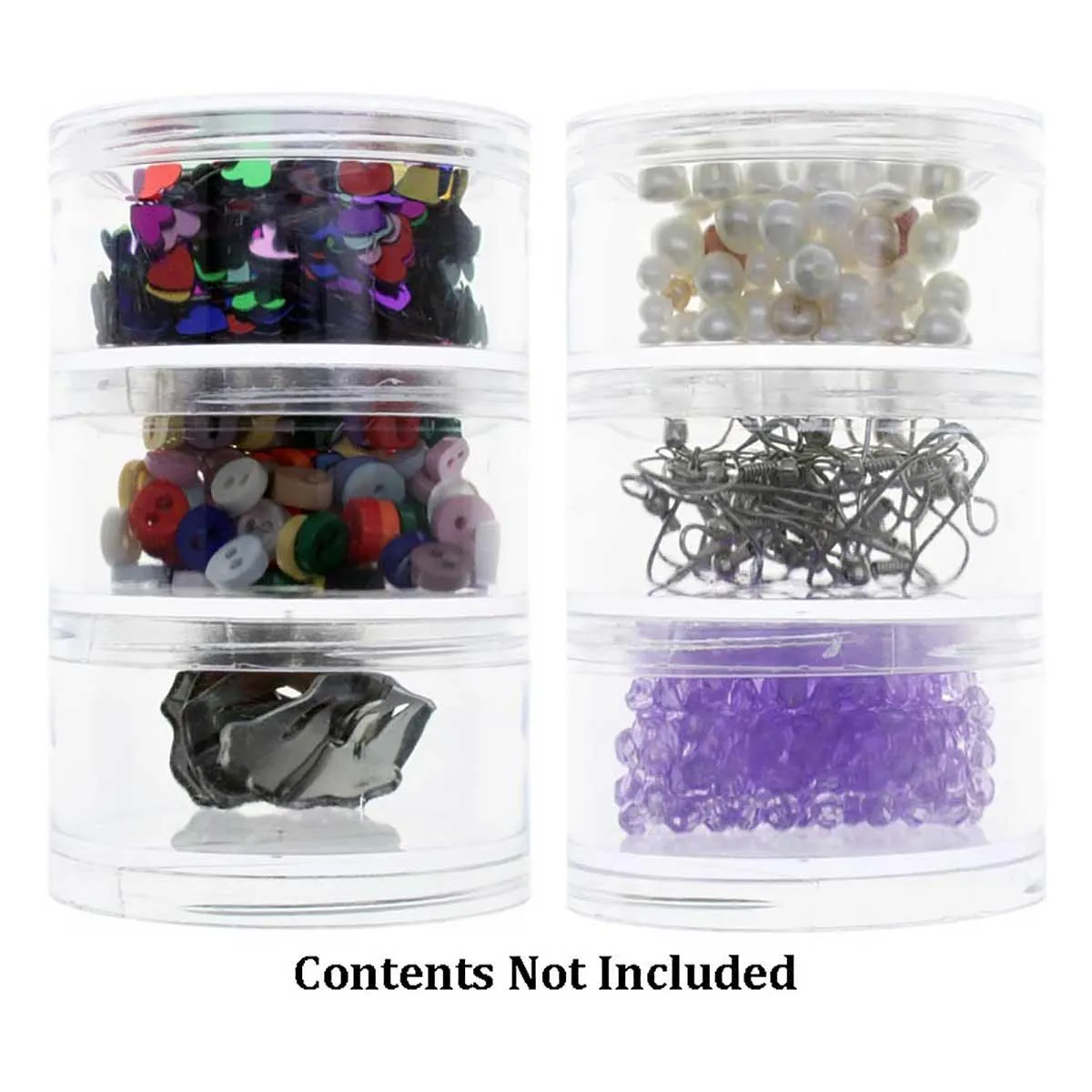50.8mm - 2 inch Stackable Plastic Containers -  6 Screw On Lids - 6pc