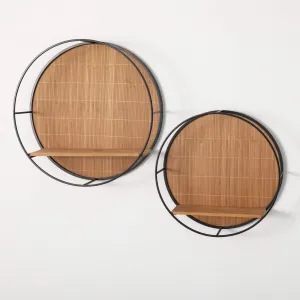 6 x 19 x 19 & 5.5 x 16 x 16 Circular Wood Wall Shelf - Set of 2, Brown