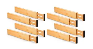 Adjustable Bamboo Kitchen Drawer Dividers Set, 8 Pack (44-55 cm)