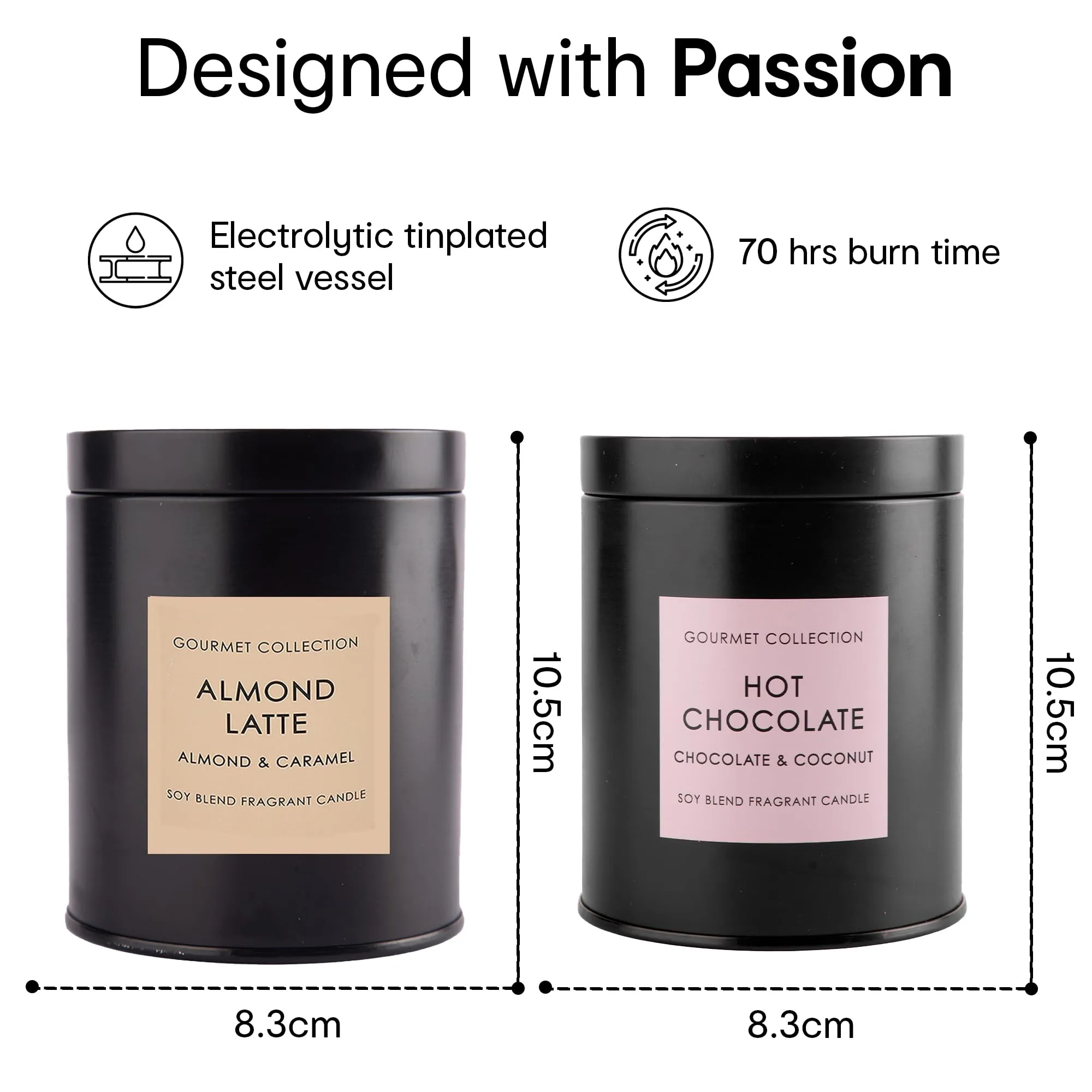 Anko Scented Almond Latte & hot Chocolate Candle | Up to 165 Hours Burn Time | Home Fragrance | Scented Candles for Home Décor | Soy & Paraffin Wax Blend Scented Candle in Steel Container with Lid