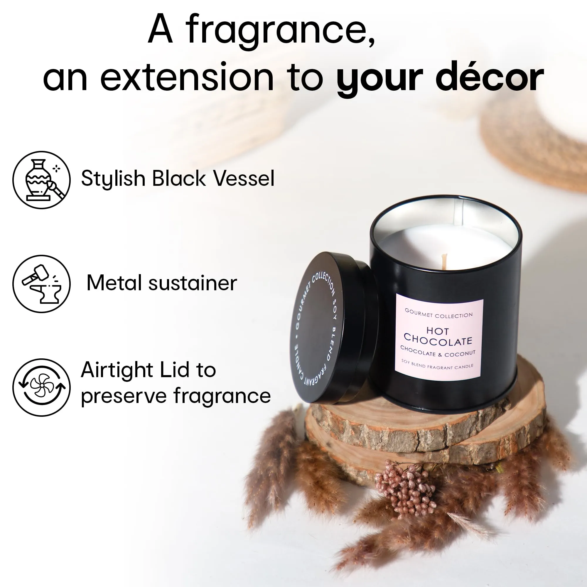 Anko Scented Almond Latte & hot Chocolate Candle | Up to 165 Hours Burn Time | Home Fragrance | Scented Candles for Home Décor | Soy & Paraffin Wax Blend Scented Candle in Steel Container with Lid
