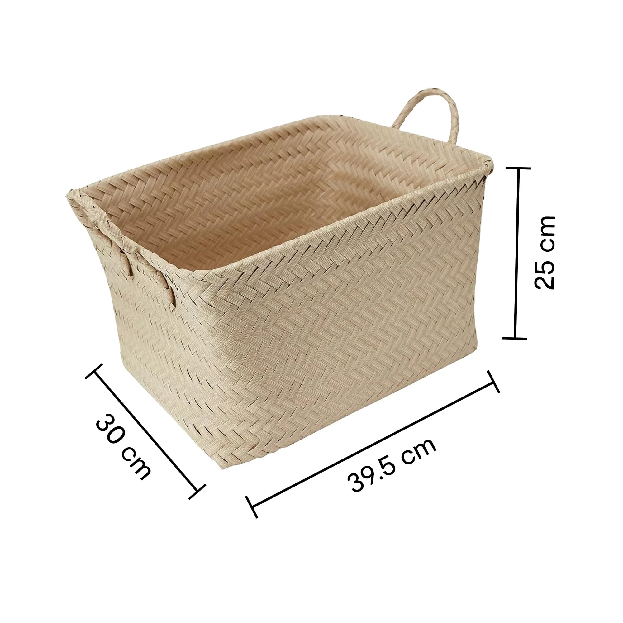 Anko Weave Design Rectangle Basket Storage Basket | Household Organiser Unit | Storage Basket with Built-in Handles | Multi-Purpose Storage for Living Room Bathroom
