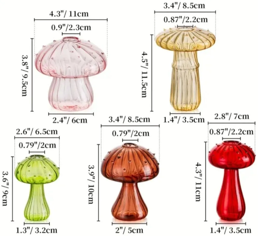 Assorted Glass Mushroom Hydroponics Vases