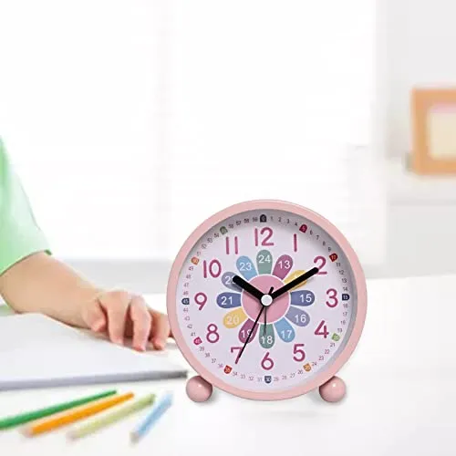 ATORSE® Table Clock with Night Light Non Ticking Silent for Nightstand Study Home Style G