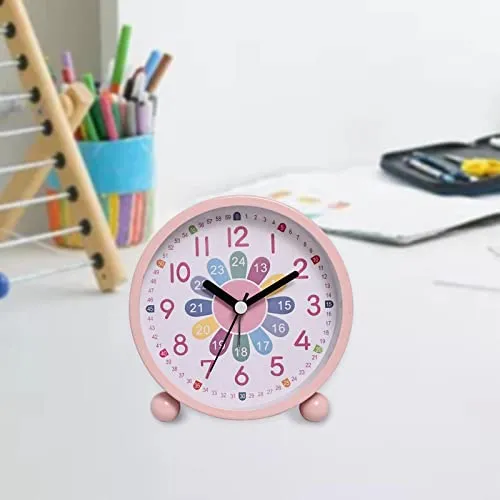 ATORSE® Table Clock with Night Light Non Ticking Silent for Nightstand Study Home Style G