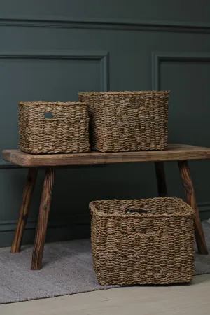 Belford Square Braided Seagrass Storage Baskets | Set of 3