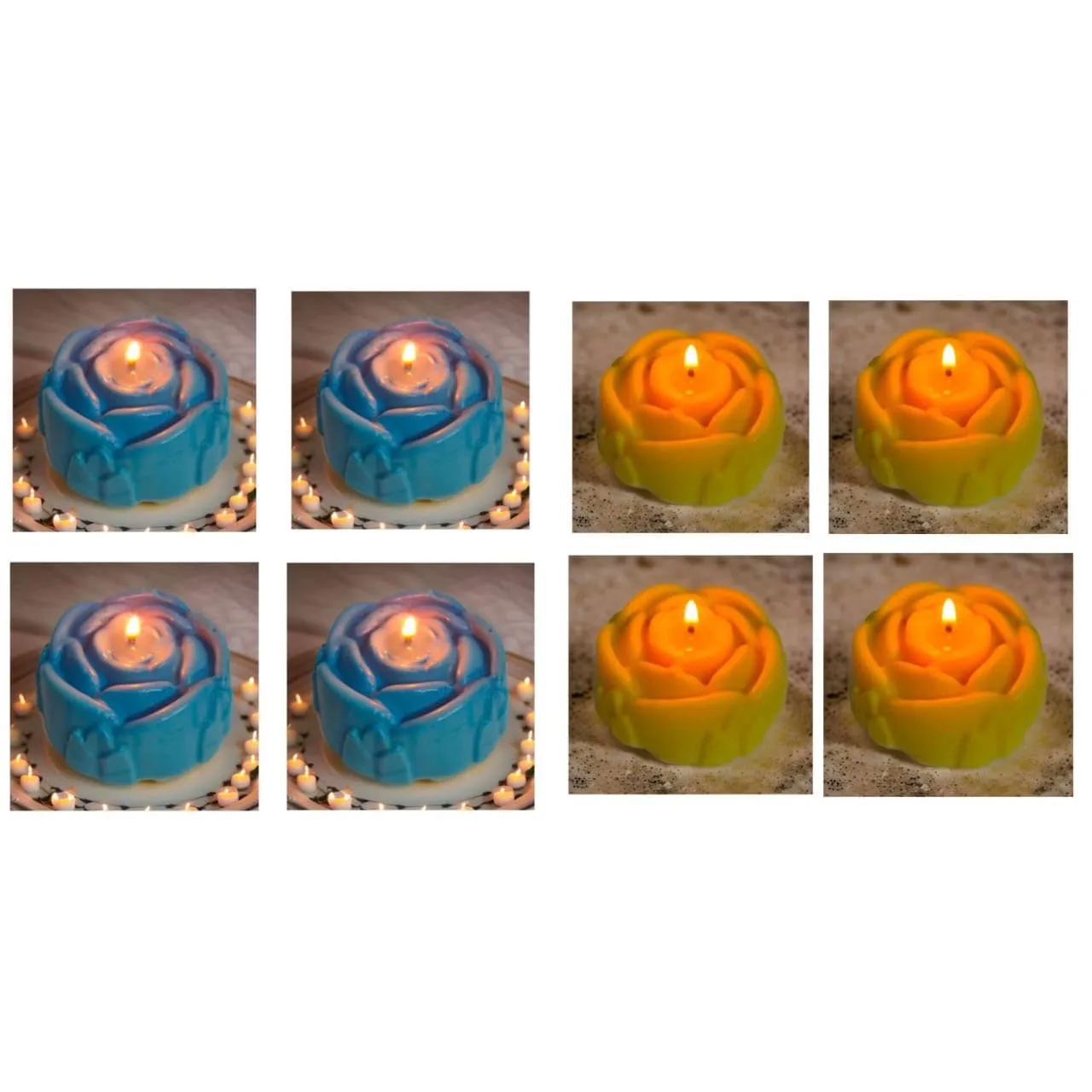 Blue and Yellow Color Fragrance Candle/Scented Candle/Candles/Candle Light/Floating Candle/Home Decor Candle/Combo Pack of 8