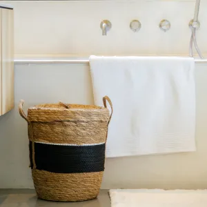 Bulbrush & Paper Storage Basket with lid - Black