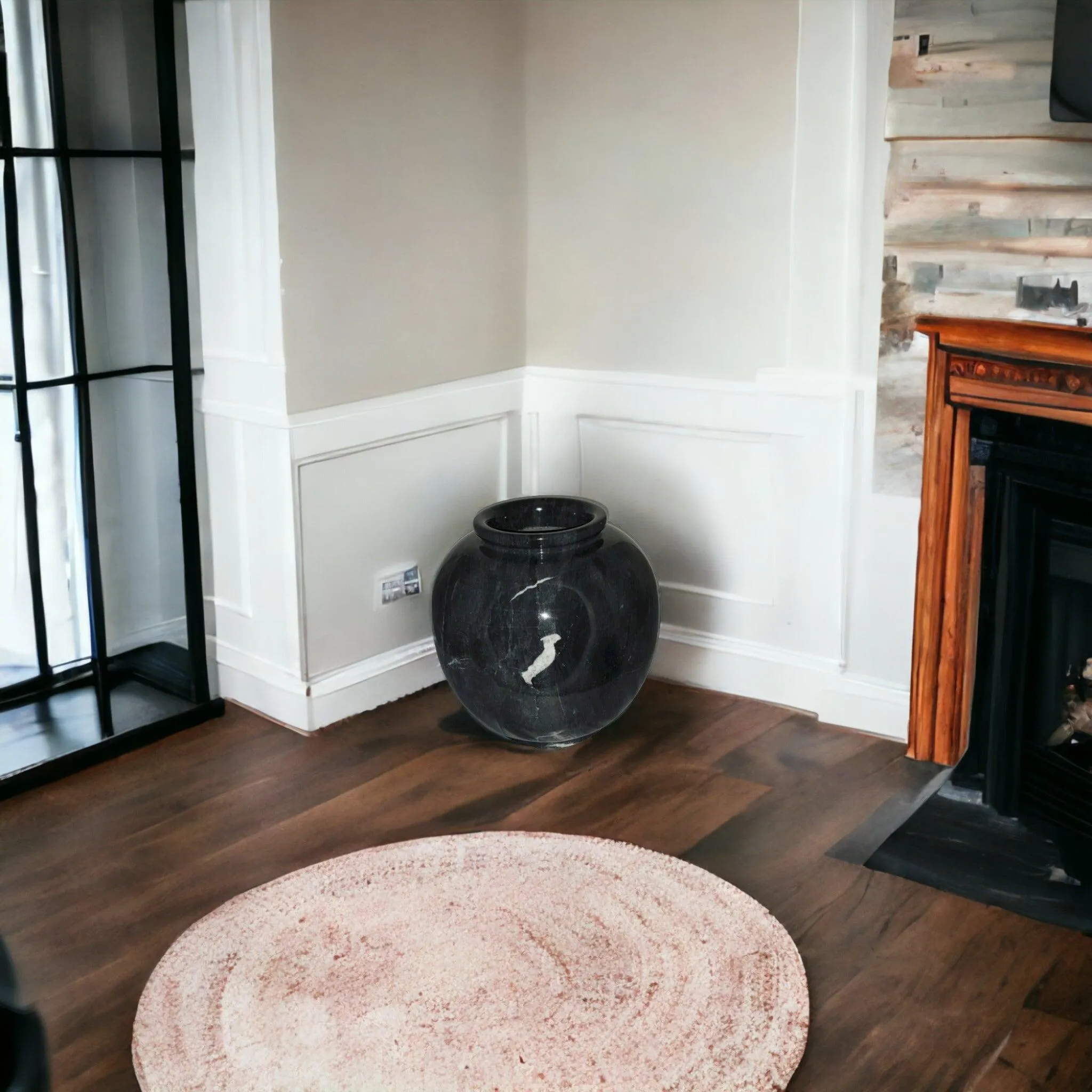 Decorative Vase of Black Marble | 12 inch Round