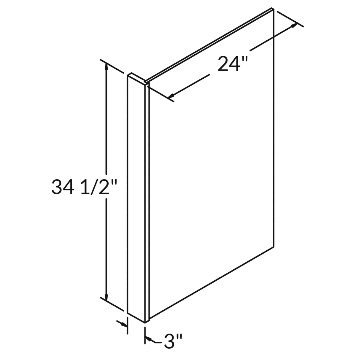 Dishwasher End Panel Molding PEPR335 Milan Slate 3 in. width 34.5 in. height 24 in. depth