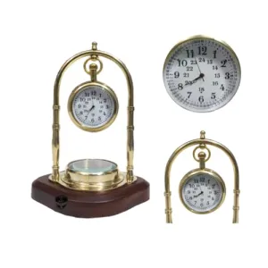 Elegant Brass Table Clock Antique Vintage Hanging Table Clock for Office Desk Stylish Home Decor Item Classic Timepiece for Timeless Elegance and Sophistication in Any Space