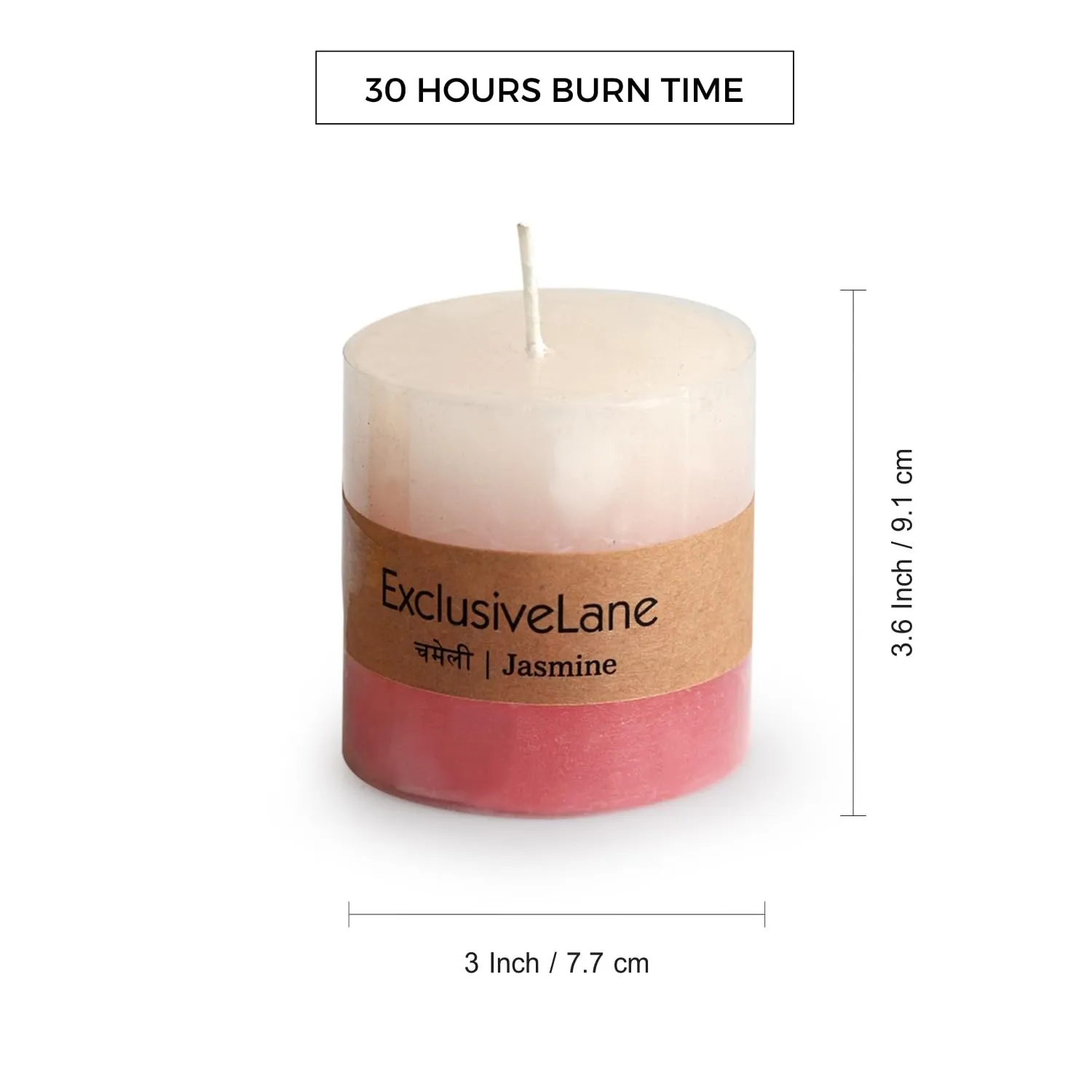 ExclusiveLane 'Green Apple & Jasmine' Handmade Wax Pillar Candles Scented for Home Décor & Bedroom Decoration Items (Set of 2, 30 Hours Burn Time, Soy Blend, 320 Grams)