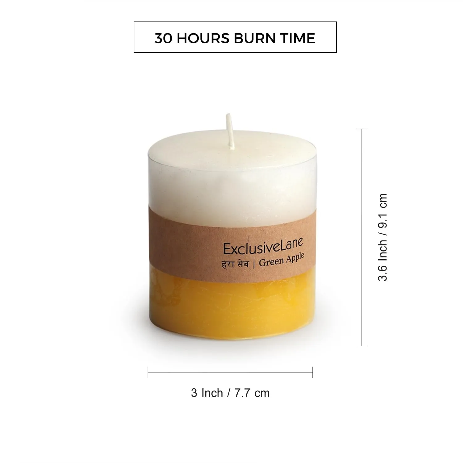 ExclusiveLane 'Green Apple & Jasmine' Handmade Wax Pillar Candles Scented for Home Décor & Bedroom Decoration Items (Set of 2, 30 Hours Burn Time, Soy Blend, 320 Grams)