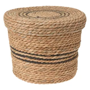 H&S Collection 30cm Cattil Leaf Round Basket with Lid