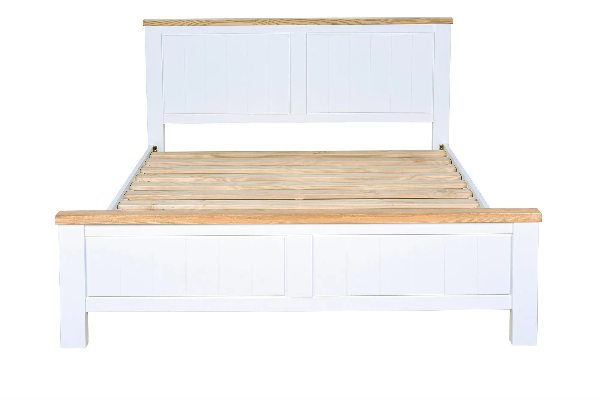 Hampshire Bedframe White Solid Pine and Ash Wood Top
