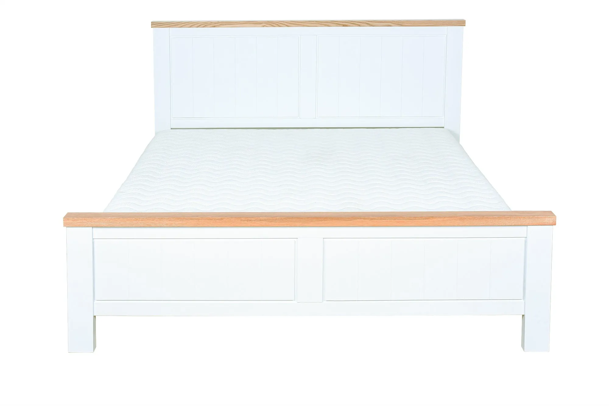Hampshire Bedframe White Solid Pine and Ash Wood Top