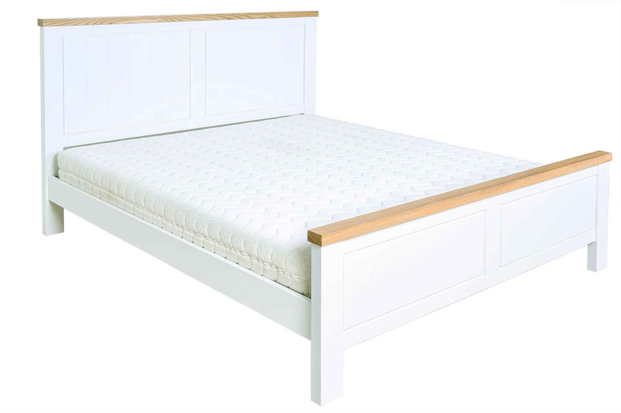 Hampshire Bedframe White Solid Pine and Ash Wood Top