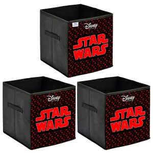 Heart Home Disney Star War Printed Non-Woven Foldable Storage Bin/Cube/Organizer For Toys, Clothes And Books With Handles- Pack of 3 (Black) -HS43HEARTH26294