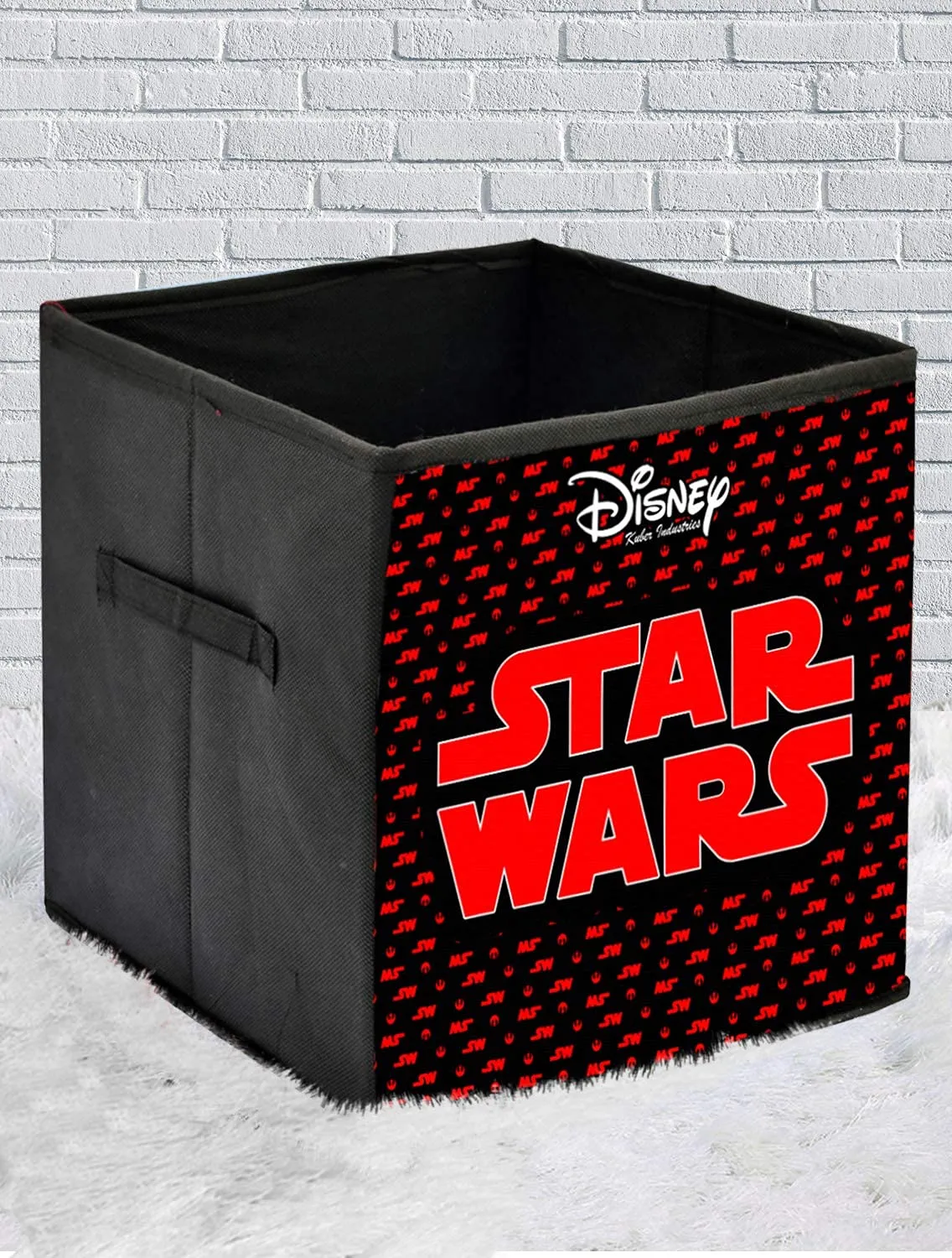Heart Home Disney Star War Printed Non-Woven Foldable Storage Bin/Cube/Organizer For Toys, Clothes And Books With Handles- Pack of 3 (Black) -HS43HEARTH26294