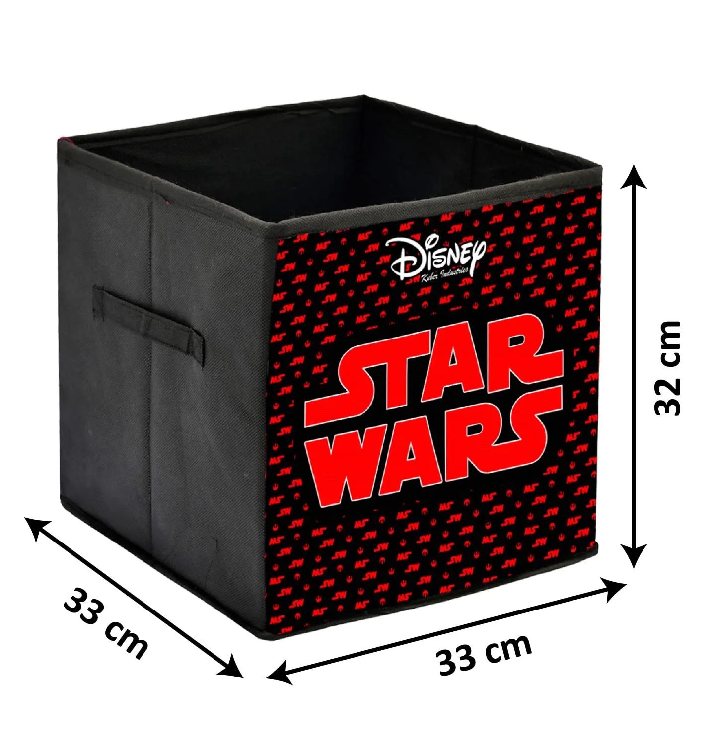 Heart Home Disney Star War Printed Non-Woven Foldable Storage Bin/Cube/Organizer For Toys, Clothes And Books With Handles- Pack of 3 (Black) -HS43HEARTH26294