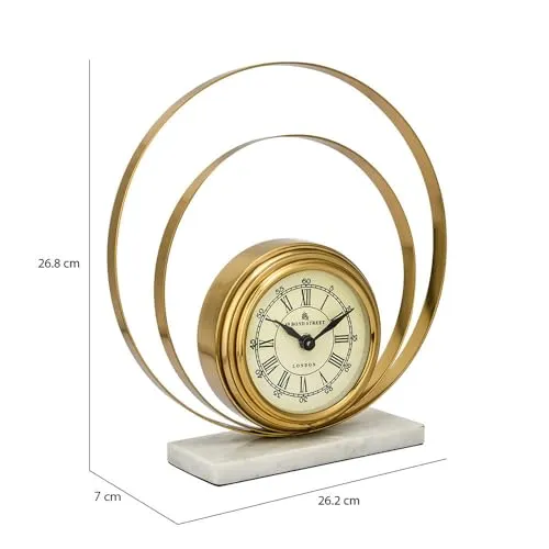 @home by Nilkamal Dual Round Table Clock |Ideal for Office Desk and Table Decor|Perfect for Gifting|26.2 X 7 X 26.8 Cm|Gold