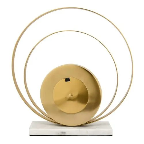 @home by Nilkamal Dual Round Table Clock |Ideal for Office Desk and Table Decor|Perfect for Gifting|26.2 X 7 X 26.8 Cm|Gold