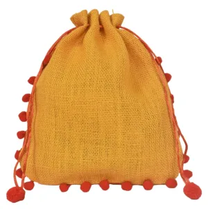 Jute Pompom Pouch