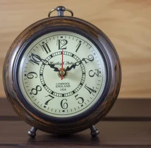 KAPLAR - Handmade Antique Wooden Table Top Clock Desk Clock Nautical Style Roman Number Home & Office Study Living Room Decoration Gift Item