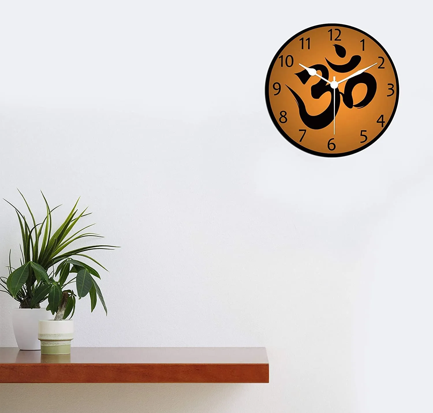 KARTIK™ OM Printed Designer Round Wooden Wall Clock Without Glass for Your Home/ Living Room/ Bedroom/ Kitchen and Office (Multicolor, 11X11 inches)