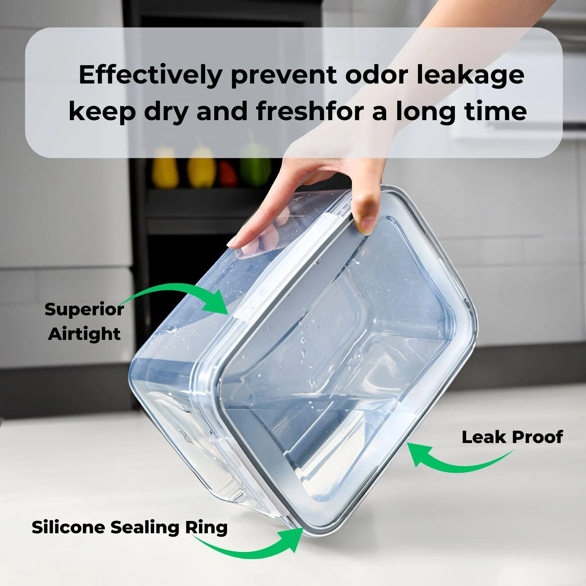 Kuber Industries 15 Pcs Food Containers | Storage Box for Fridge | Vegetable Fruit Boxes | Refrigerator Storage Box | Containers With Airtight Lid | Strainer Basket | HXP00284 | Transparent|Pack of 5