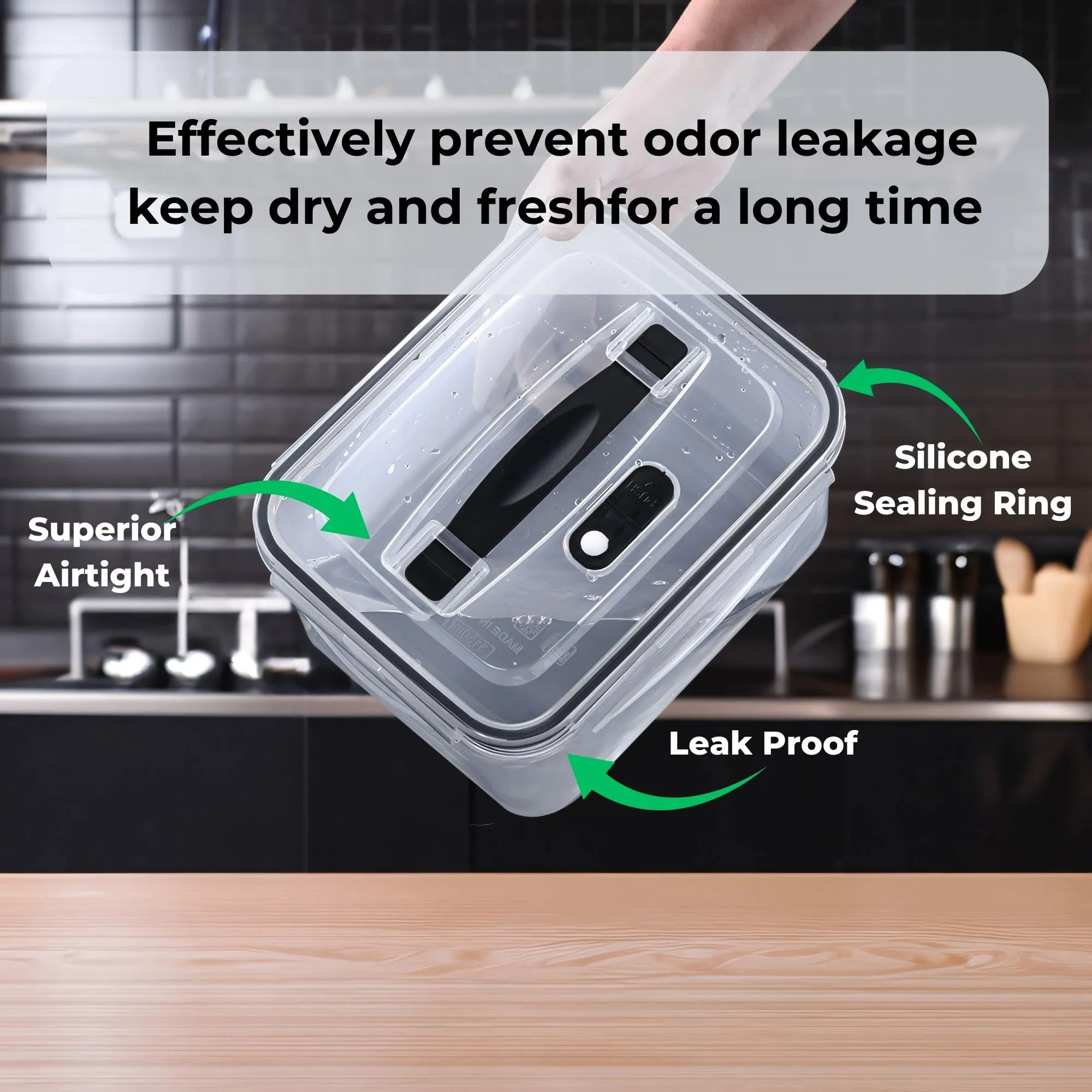 Kuber Industries 8 Pcs Food Containers | Storage Box for Fridge | Vegetable Fruit Boxes | Refrigerator Storage Box | Containers With Lid | Handheld Strainer Basket | HXP00740 | Transparent |Pack of 2