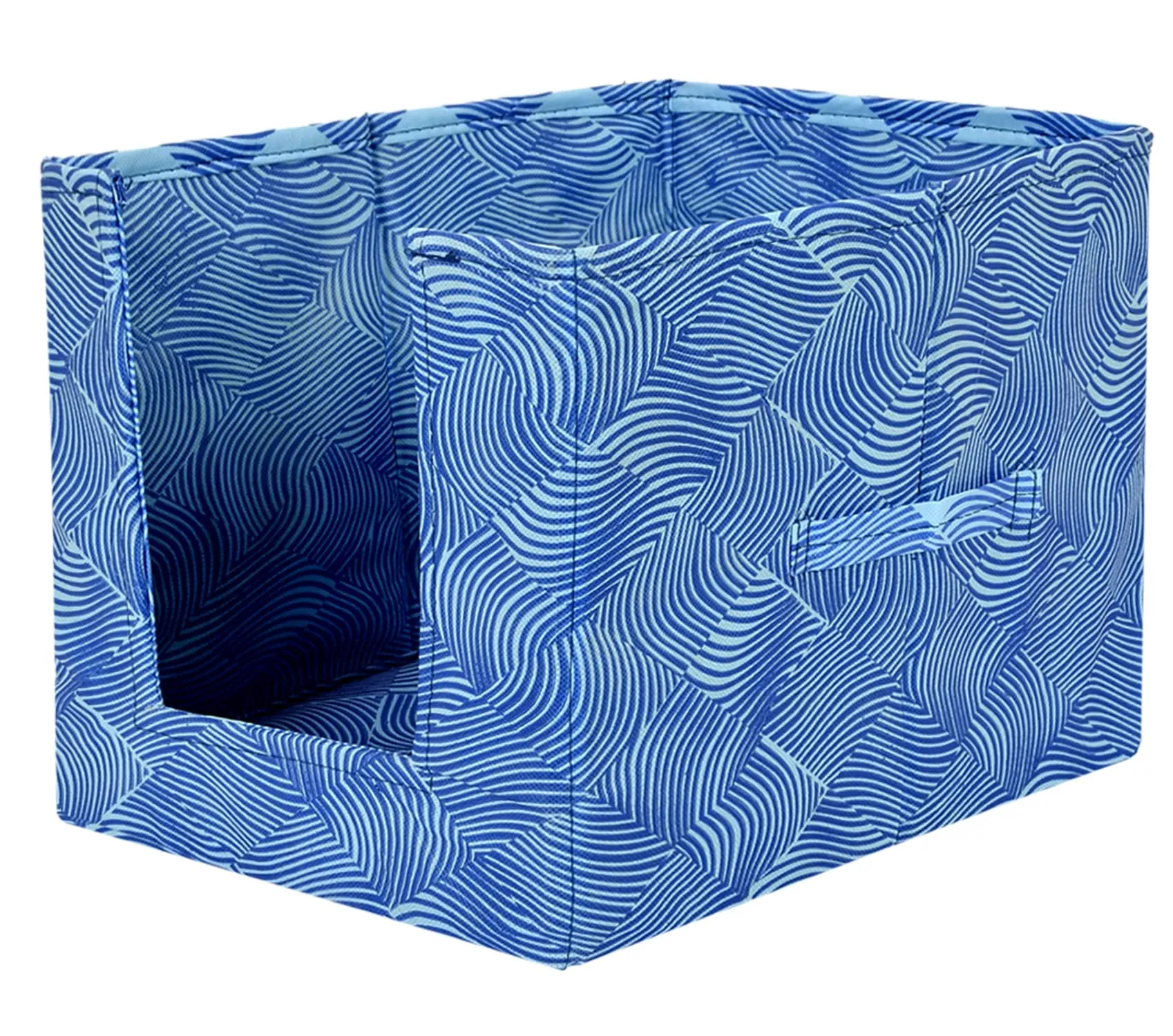 Kuber Industries Lehariya Printed Multiuses Non-Woven Closet Organizer With Handles- Pack of 6 (Blue) -HS43KUBMART26495