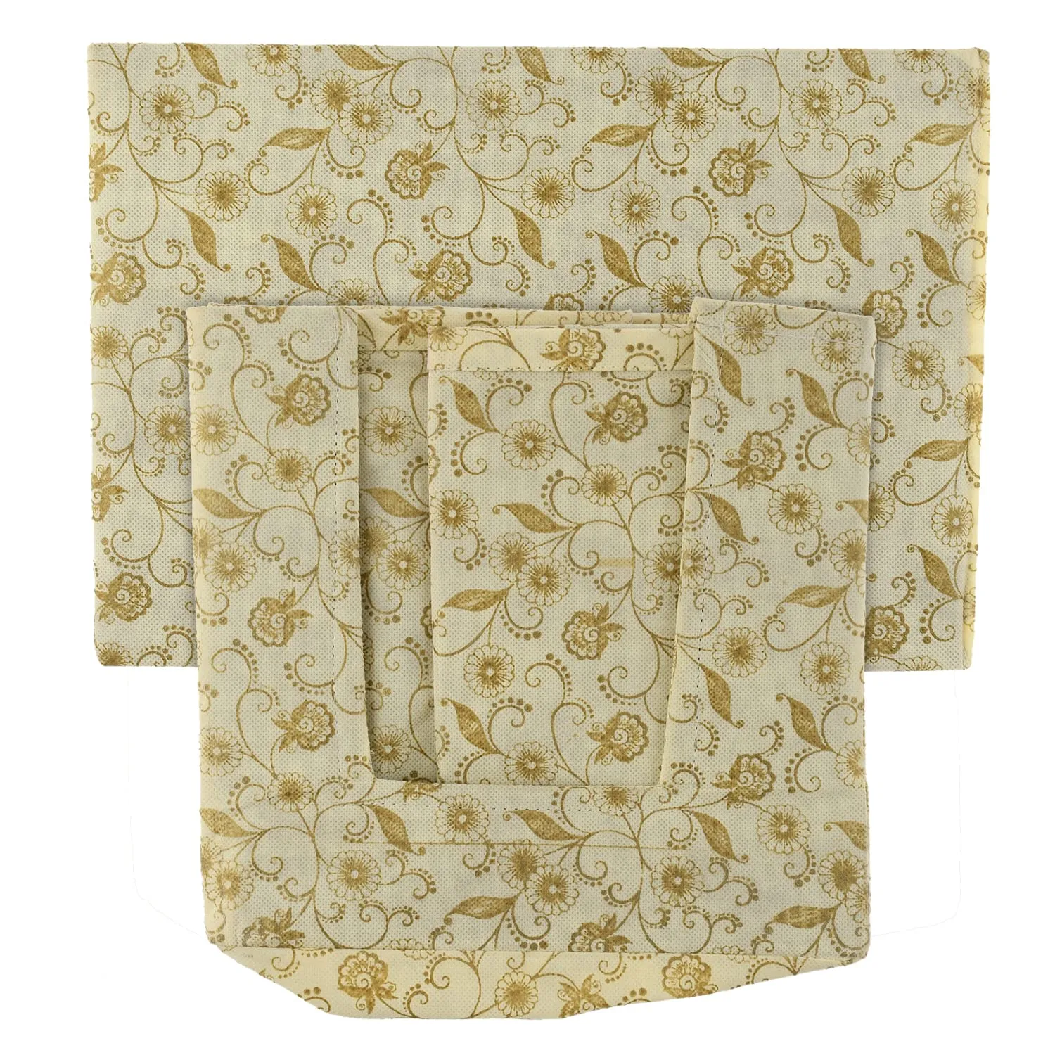 Kuber Industries Metallic Flower Printed Multiuses Non-Woven Closet Organizer With Handles- Pack of 2 (Cream) -HS43KUBMART26449