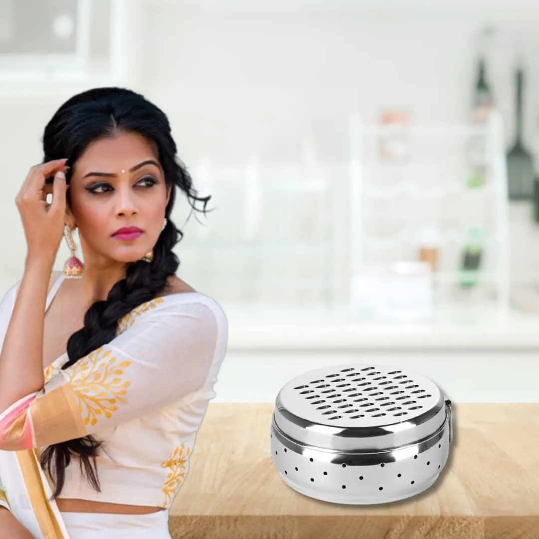 Kuber Industries Stainless Steel Grater with Storage|Stainless Steel, Multifunctional Use & Refrigerator Safe|Light Weight & Durable|Cheese,Carrot & Coconut Grater Lid with Ventilated Box (Pack of 3)