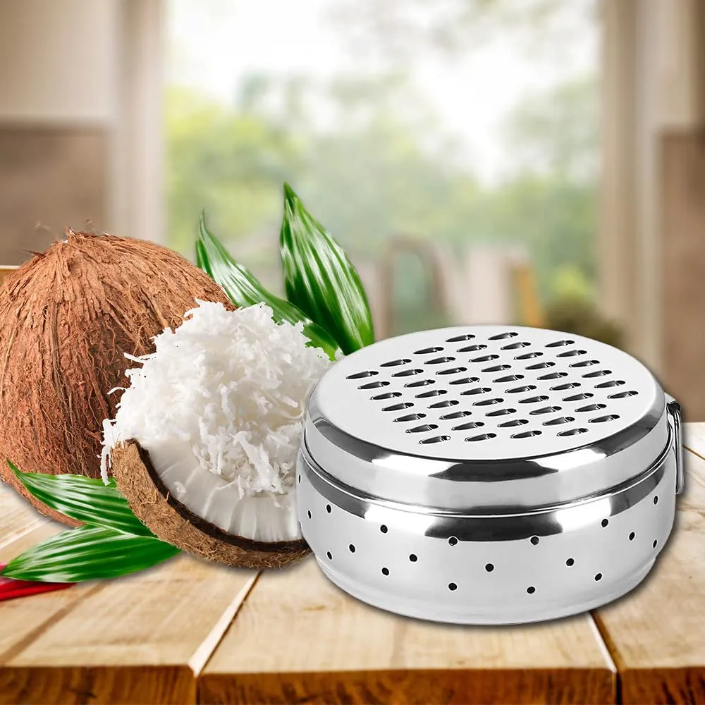Kuber Industries Stainless Steel Grater with Storage|Stainless Steel, Multifunctional Use & Refrigerator Safe|Light Weight & Durable|Cheese,Carrot & Coconut Grater Lid with Ventilated Box (Pack of 5)