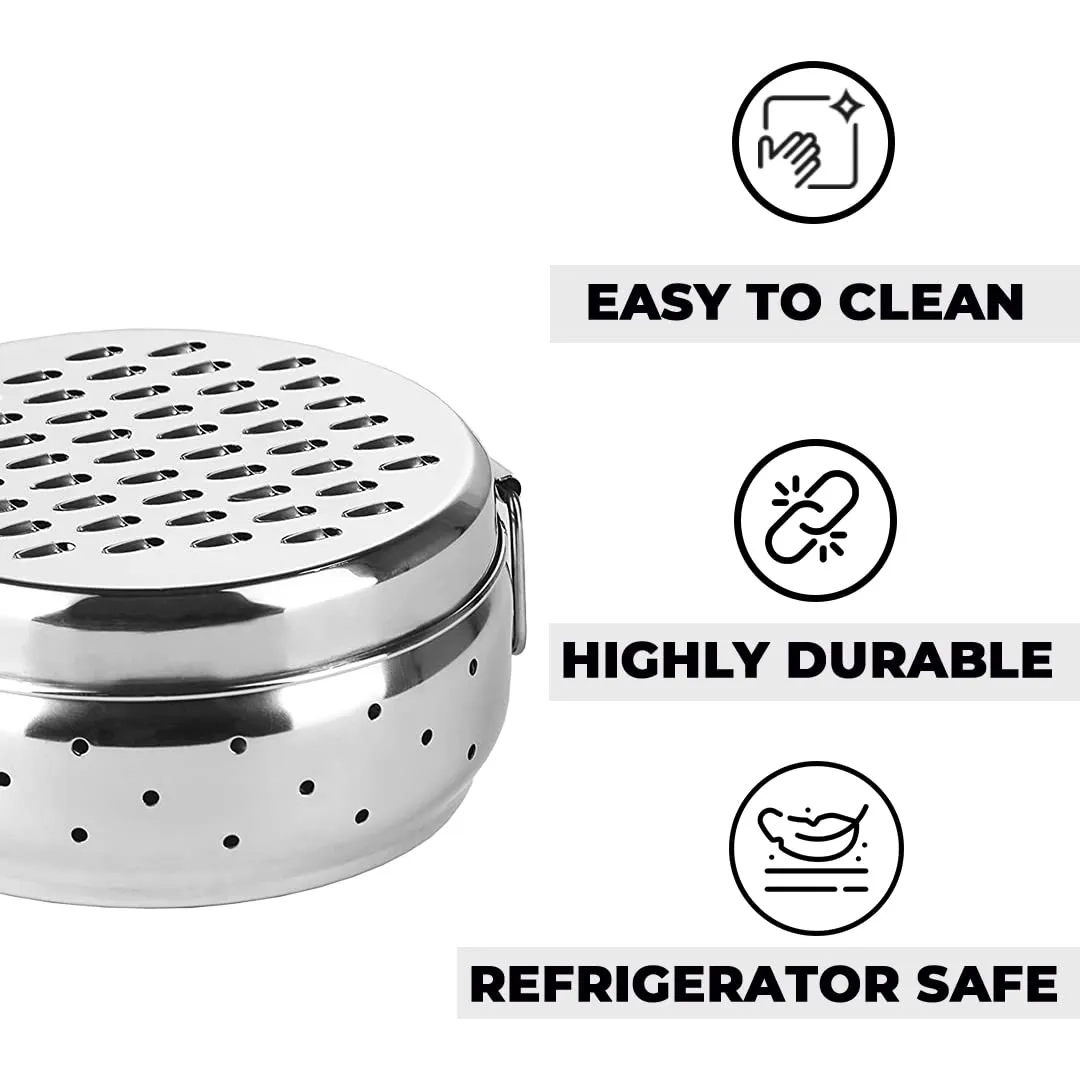 Kuber Industries Stainless Steel Grater with Storage|Stainless Steel, Multifunctional Use & Refrigerator Safe|Light Weight & Durable|Cheese,Carrot & Coconut Grater Lid with Ventilated Box (Pack of 5)