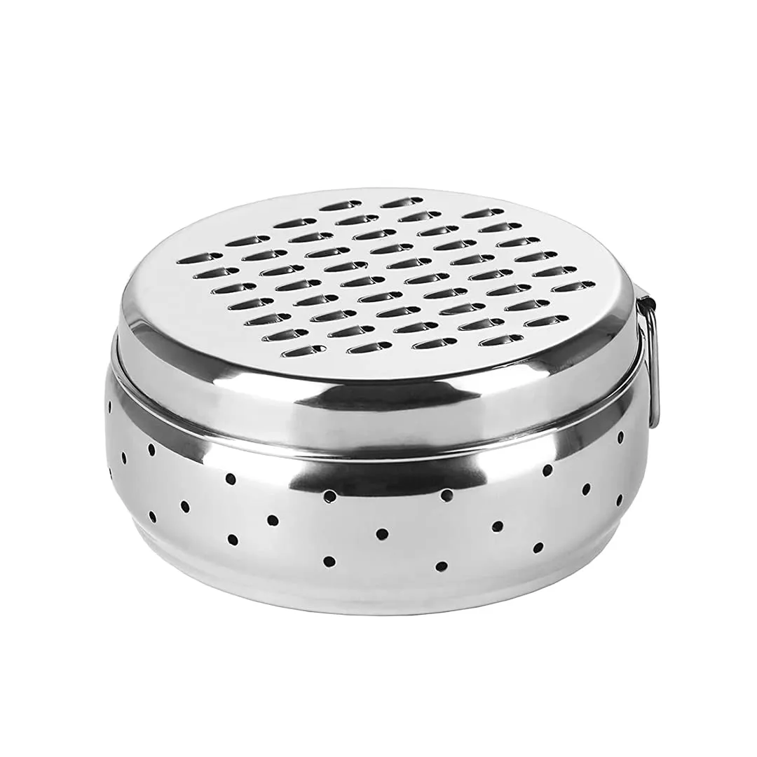 Kuber Industries Stainless Steel Grater with Storage|Stainless Steel, Multifunctional Use & Refrigerator Safe|Light Weight & Durable|Cheese,Carrot & Coconut Grater Lid with Ventilated Box (Pack of 5)