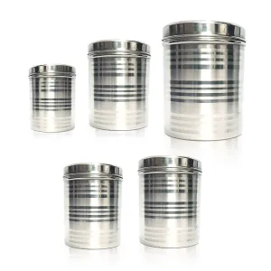 Kuber Industries Stainless Steel Kitchen Containers Set | Durable & Stackable | Wobble Free, Easy to Clean & Multipurpose | Kitchen Storage Container Set of 5 - Assorted (Pack of 5)