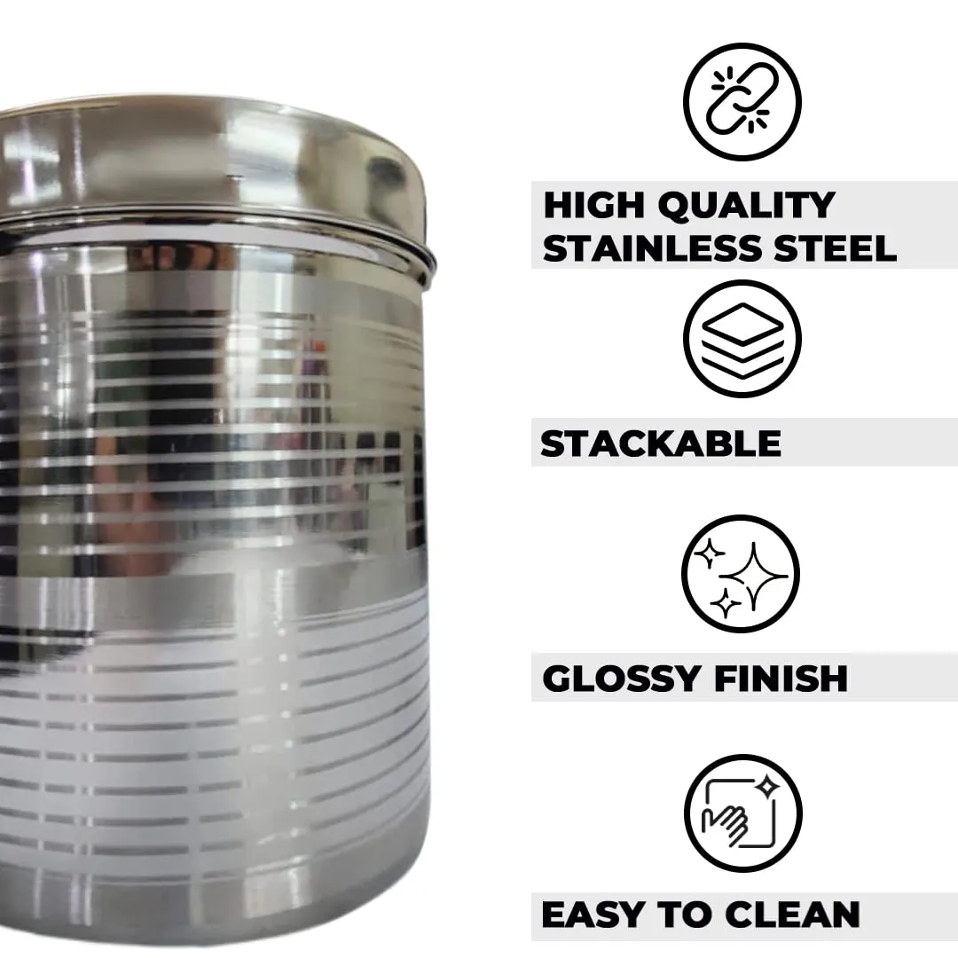 Kuber Industries Stainless Steel Kitchen Containers Set | Durable & Stackable | Wobble Free, Easy to Clean & Multipurpose | Kitchen Storage Container Set of 5 - Assorted (Pack of 5)