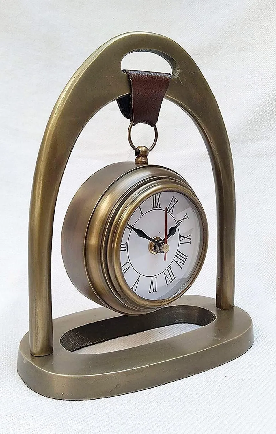 LINE WOOD™ - Handmade Personalized Antique Style Table Clock Desk Clock Watch Antique Finish Table Clock Home Office Studio Living Room Decor Decoration Christmas Gift (8 inch - Brown)