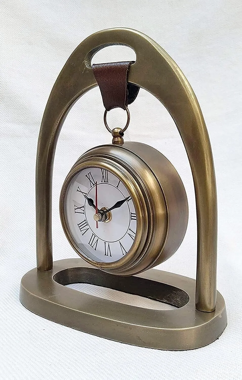 LINE WOOD™ - Handmade Personalized Antique Style Table Clock Desk Clock Watch Antique Finish Table Clock Home Office Studio Living Room Decor Decoration Christmas Gift (8 inch - Brown)