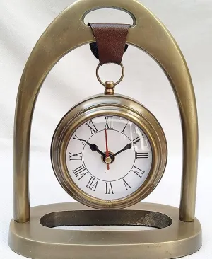 LINE WOOD™ - Handmade Personalized Antique Style Table Clock Desk Clock Watch Antique Finish Table Clock Home Office Studio Living Room Decor Decoration Christmas Gift (8 inch - Brown)