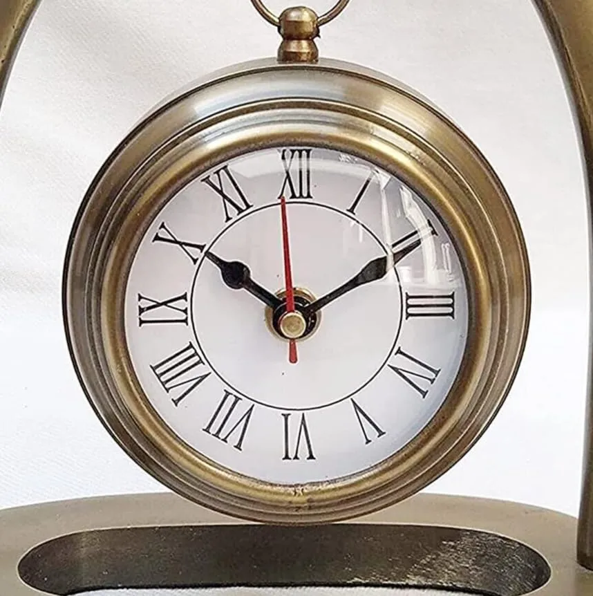 LINE WOOD™ - Handmade Personalized Antique Style Table Clock Desk Clock Watch Antique Finish Table Clock Home Office Studio Living Room Decor Decoration Christmas Gift (8 inch - Brown)