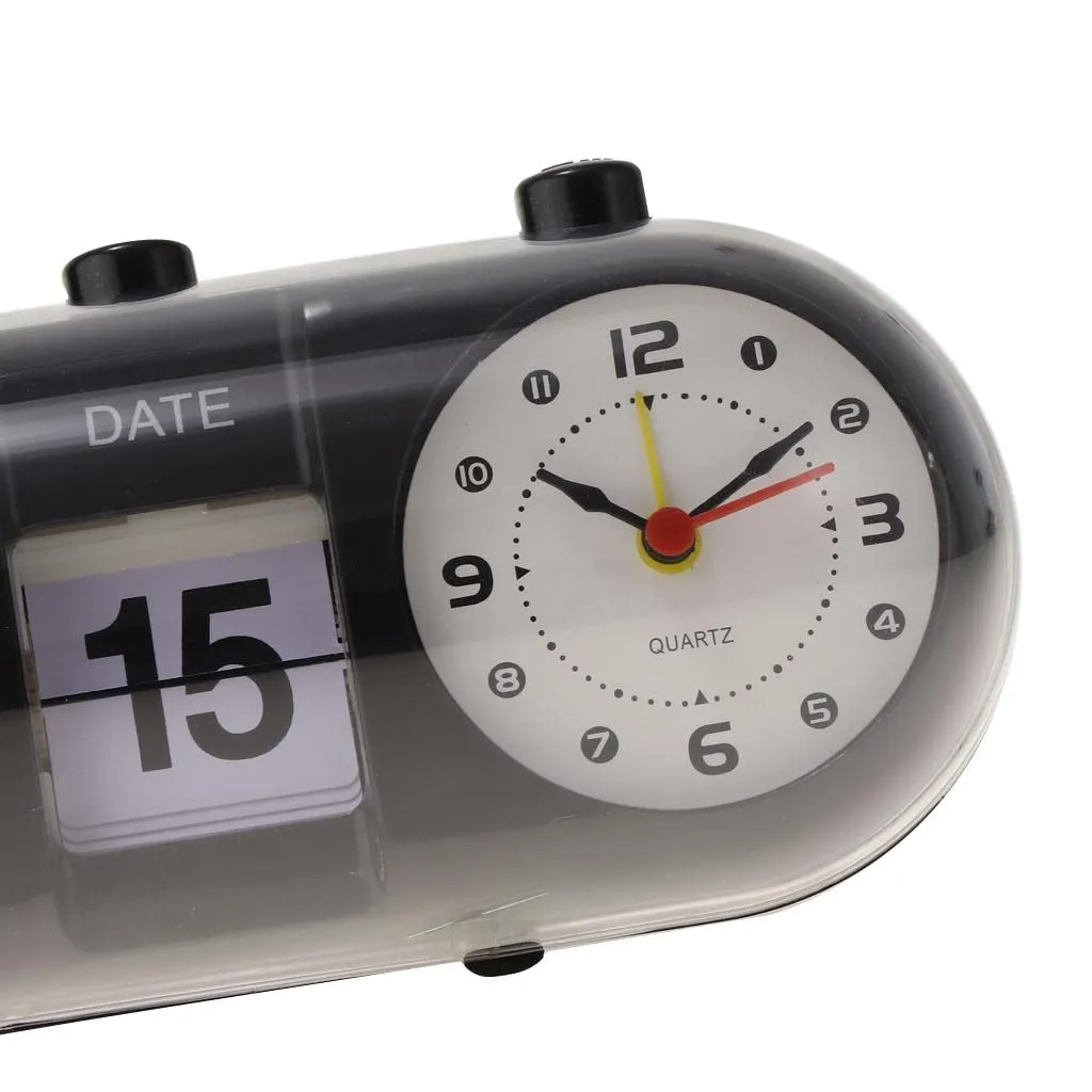 LOOM TREE Creative Digital Manual Flip Down Clock Desk Stand Page Quartz Clock Black